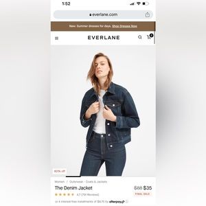 Everlane denim jacket, vintage wash, slightly oversized fit, like new